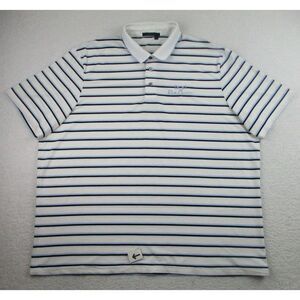 Greyson Golf Polo Shirt Mens XXL‎ White Striped Performance Stretch Blue Monster